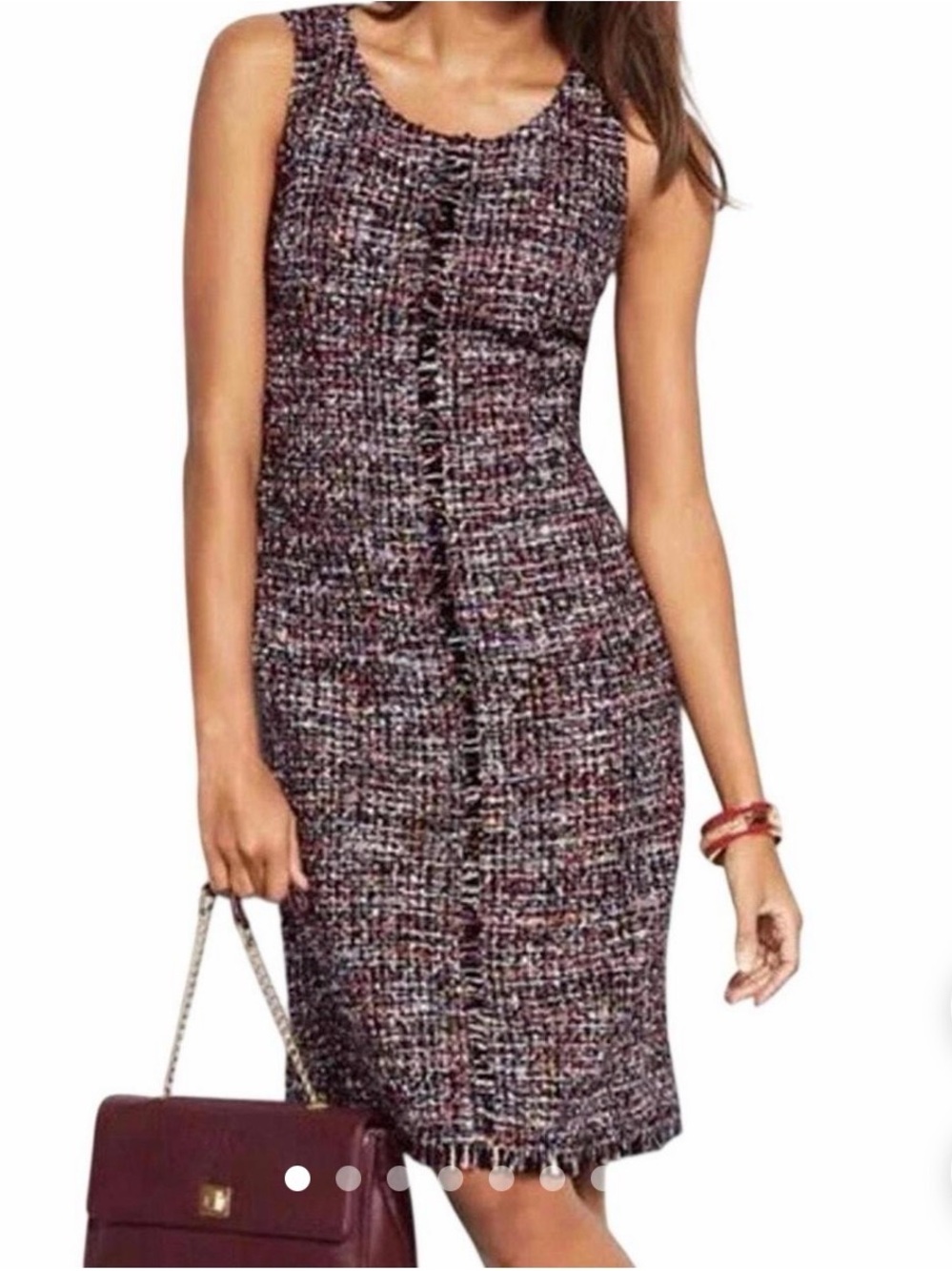 Talbots Sleeveless Tweed Sheath Dress Pink Multi Size Xl Office